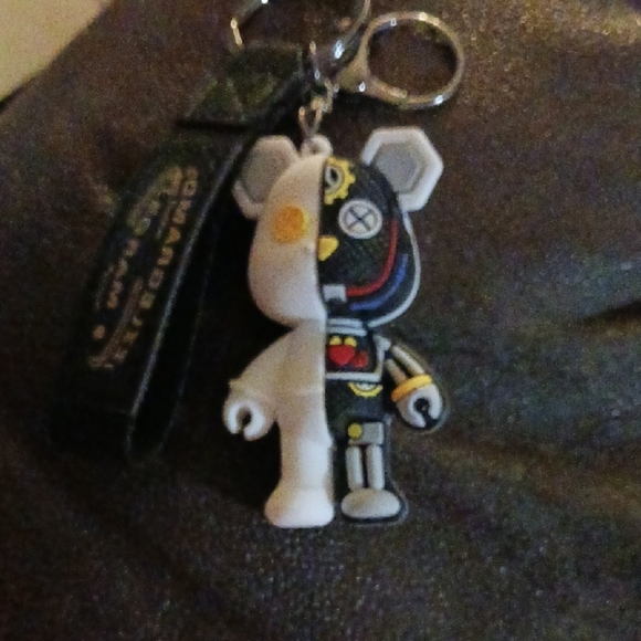 Accessories - Black and White Bear Keychain